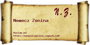 Nemecz Zenina névjegykártya